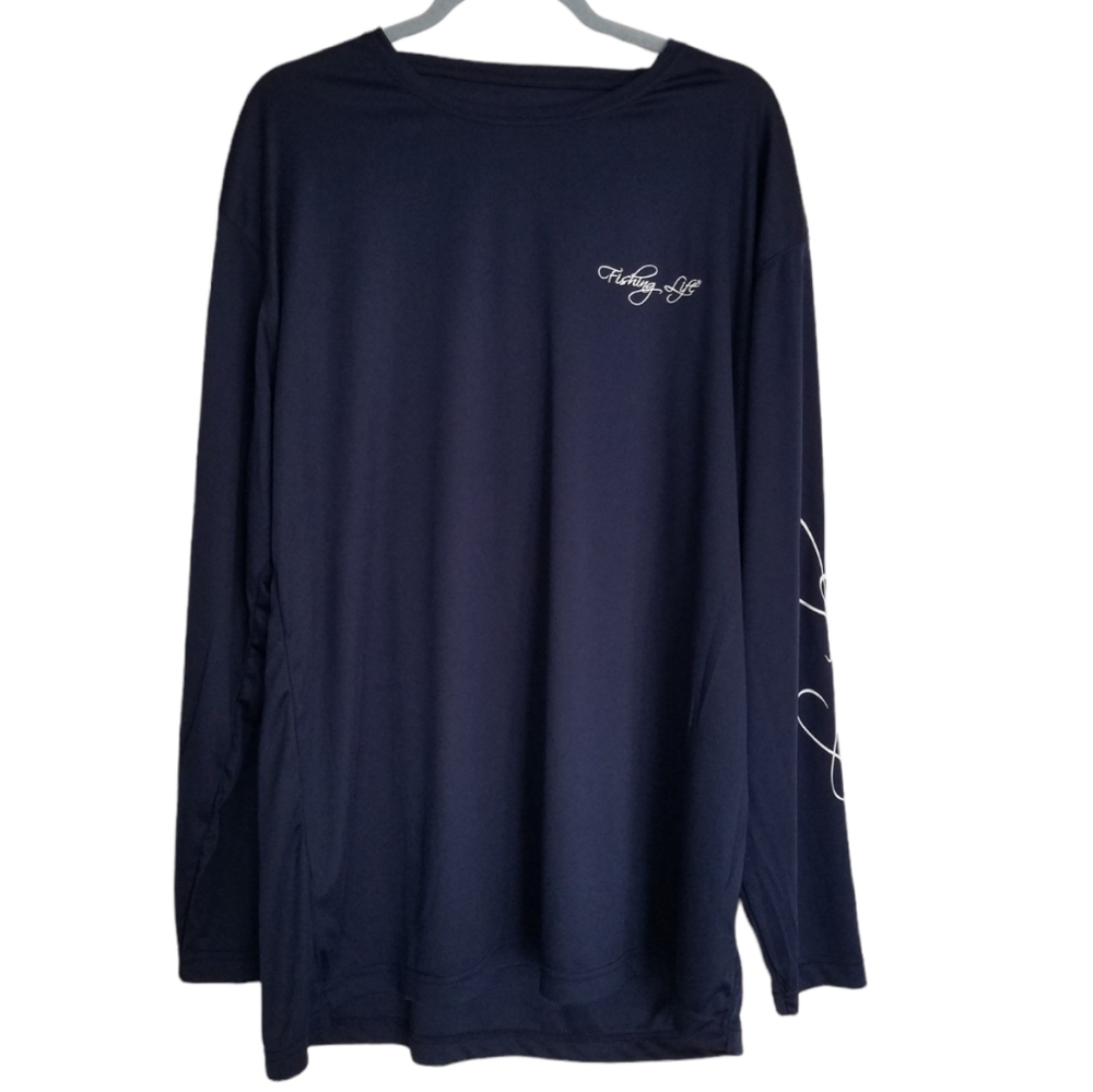 NWT Fishing Life Fishing Long  Sleeve Blue Shirt Size XL